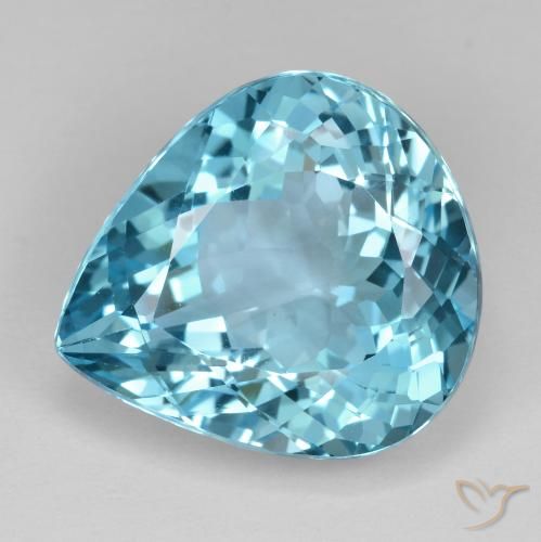 21.31ct Naturale Blu svizzero Topazio, Forma a pera, VVS-VS