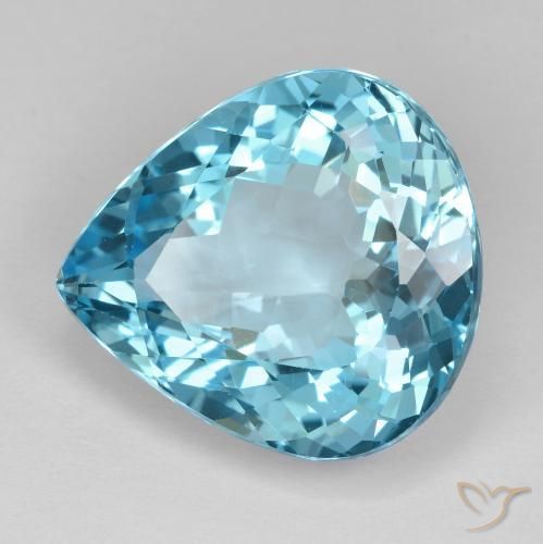 Topazio Blu svizzero naturale da 21.31 ct, Forma a pera, VVS-VS