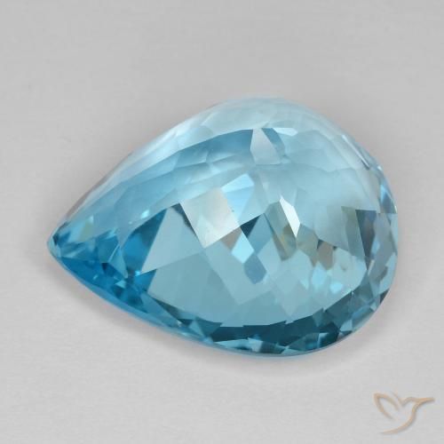 Topazio Blu svizzero naturale da 21.31 ct, Forma a pera, VVS-VS