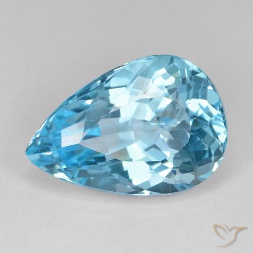 17.77ct Naturale Blu svizzero Topazio, Forma a pera, VVS