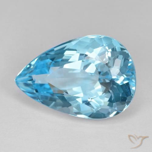 Topazio Blu svizzero naturale da 17.77 ct, Forma a pera, VVS