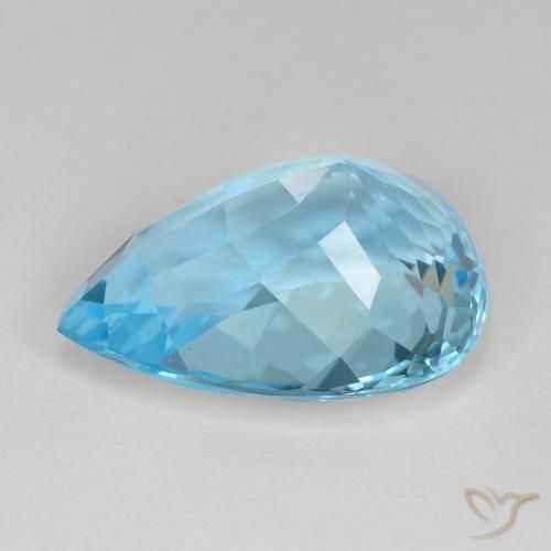 Topazio Blu svizzero naturale da 17.77 ct, Forma a pera, VVS