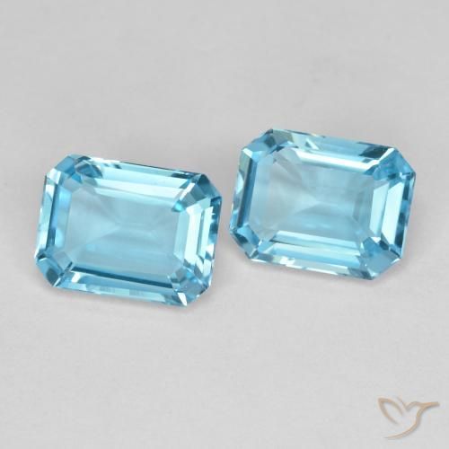 Gemme di Topazio Blu svizzero naturale da 3.66 ct, Ottagonale / Taglio smeraldo, VVS-VS