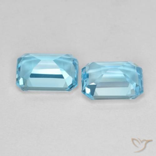 Gemme di Topazio Blu svizzero naturale da 3.66 ct, Ottagonale / Taglio smeraldo, VVS-VS