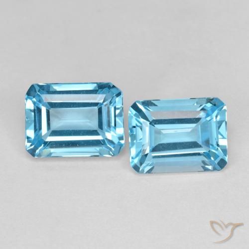 Gemme di Topazio Blu svizzero naturale da 3.86 ct, Ottagonale / Taglio smeraldo, VVS-VS