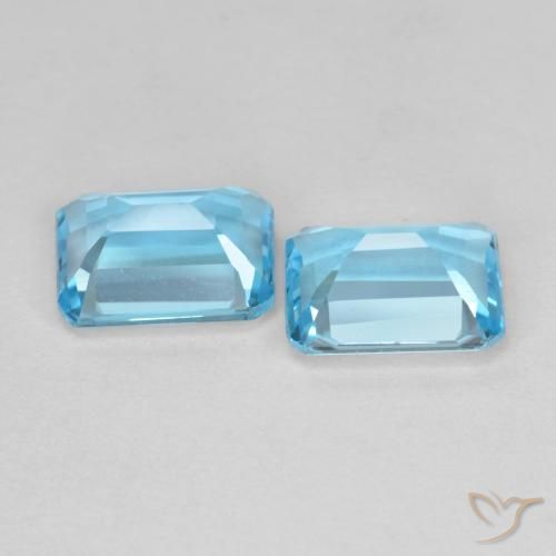 Gemme di Topazio Blu svizzero naturale da 3.86 ct, Ottagonale / Taglio smeraldo, VVS-VS