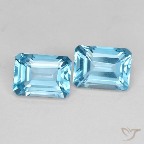 Gemme di Topazio Blu svizzero naturale da 3.93 ct, Ottagonale / Taglio smeraldo, VS