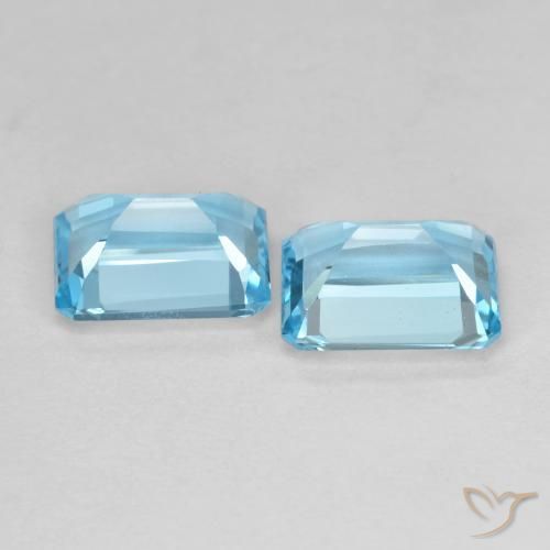 Gemme di Topazio Blu svizzero naturale da 3.93 ct, Ottagonale / Taglio smeraldo, VS