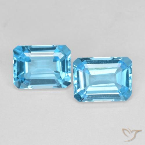 Gemme di topazio blu svizzero naturale da 3,84 ct, taglio smeraldo, VS