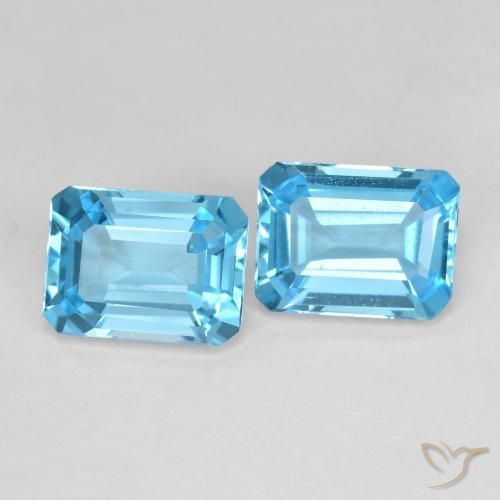 Gemme di topazio blu svizzero naturale da 3,84 ct, taglio smeraldo, VS