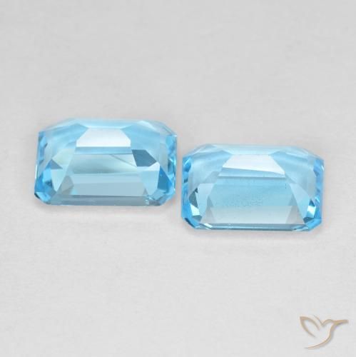 Gemme di topazio blu svizzero naturale da 3,84 ct, taglio smeraldo, VS