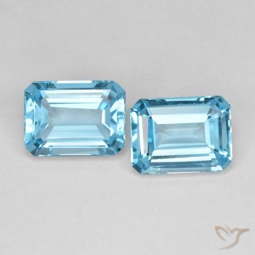 3.90ctw Naturale Blu svizzero Topazio, Taglio smeraldo, VVS-VS