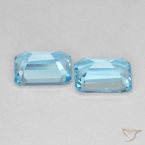 Gemme di Topazio Blu svizzero naturale da 3.90 ct, Ottagonale / Taglio smeraldo, VVS-VS