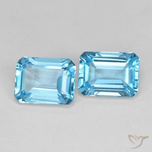 Gemme di Topazio Blu svizzero naturale da 3.88 ct, Ottagonale / Taglio smeraldo, VVS-VS
