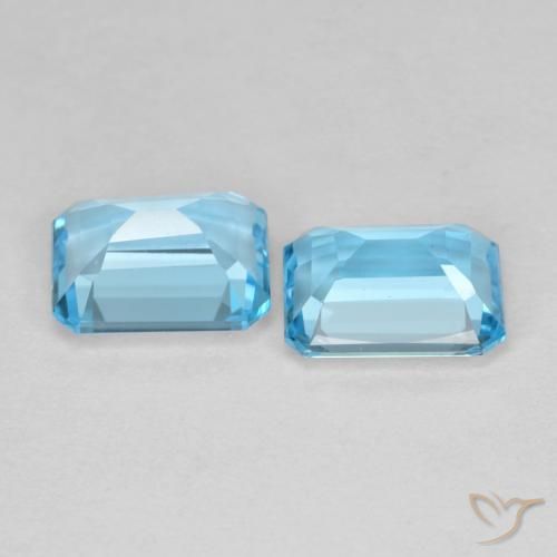 Gemme di Topazio Blu svizzero naturale da 3.88 ct, Ottagonale / Taglio smeraldo, VVS-VS
