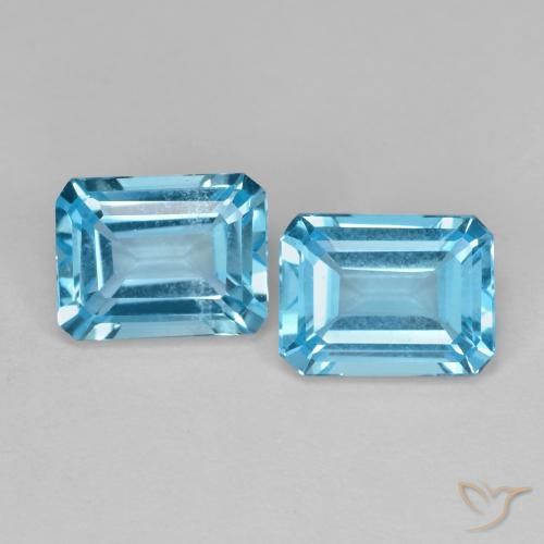 Gemme di Topazio Blu svizzero naturale da 3.90 ct, Ottagonale / Taglio smeraldo, VVS-VS