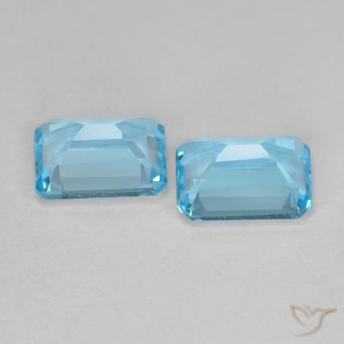 Gemme di Topazio Blu svizzero naturale da 3.90 ct, Ottagonale / Taglio smeraldo, VVS-VS
