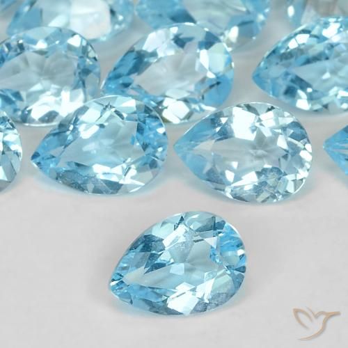 0.82ct Naturale Celeste Topazio, Forma a pera, VS