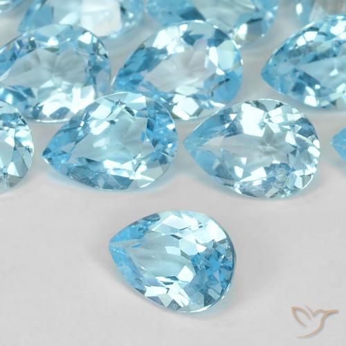 Topazio Celeste naturale da 0.82 ct, Forma a pera, VS
