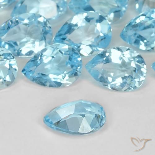 Topazio Celeste naturale da 0.82 ct, Forma a pera, VS