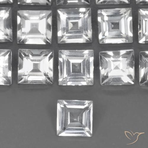 0.58ct Naturale Bianco trasparente Topazio, Quadrato, VVS-VS
