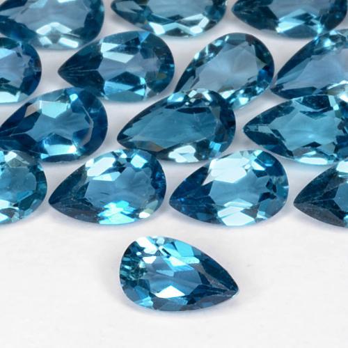 Topazio Blu London naturale da 0.25 ct, Forma a pera, VVS-VS