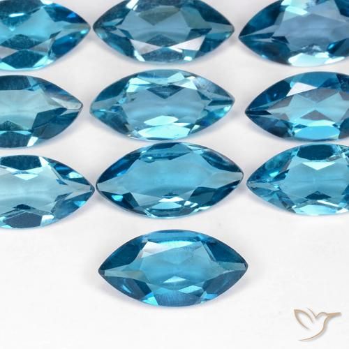 0.99ct Naturale Blu London Topazio, Taglio marquise, VS