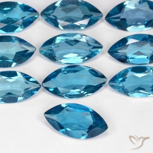Topazio Blu London naturale da 0.99 ct, Taglio marquise, VS