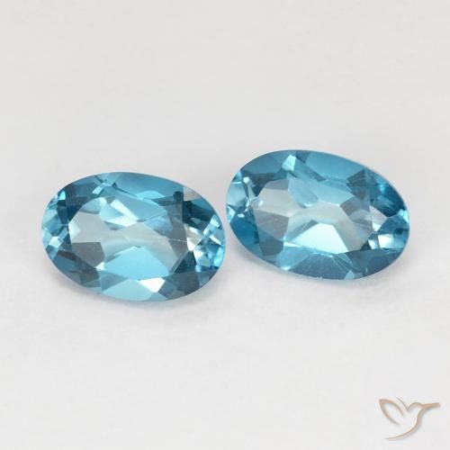 Gemme di Topazio Blu London naturale da 1.24 ct, Ovale, VVS-VS