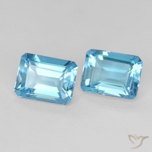 Gemme di Topazio Blu svizzero naturale da 3.75 ct, Ottagonale / Taglio smeraldo, VVS