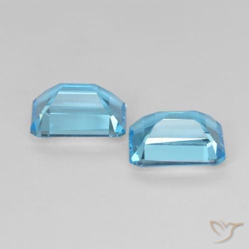 Gemme di Topazio Blu svizzero naturale da 3.75 ct, Ottagonale / Taglio smeraldo, VVS