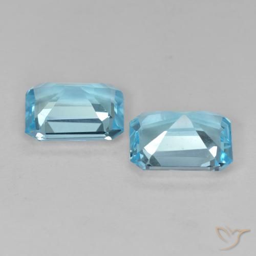 Gemme di Topazio Blu svizzero naturale da 4.26 ct, Ottagonale / Taglio smeraldo, VS