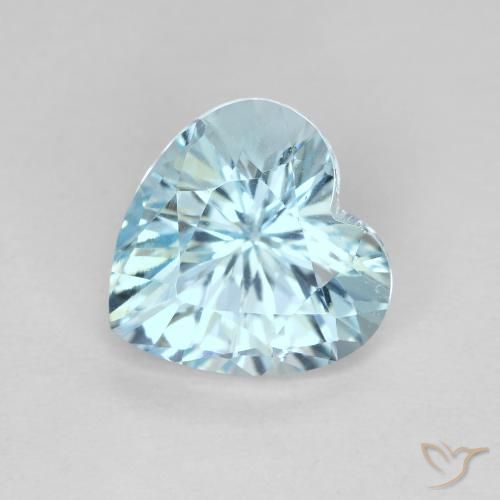 Topazio Celeste naturale da 3.03 ct, Cuore, VVS-VS