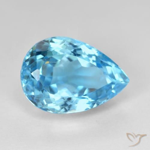 Topazio Blu svizzero naturale da 16.12 ct, Forma a pera, VVS