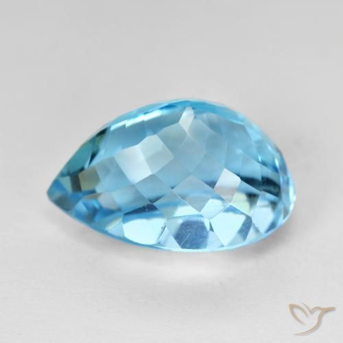 Topazio Blu svizzero naturale da 16.12 ct, Forma a pera, VVS