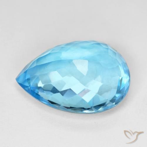 Topazio Blu svizzero naturale da 16.13 ct, Forma a pera, VVS