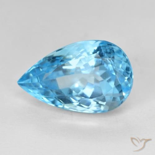 9.52ct Naturale Blu svizzero Topazio, Forma a pera, VVS-VS
