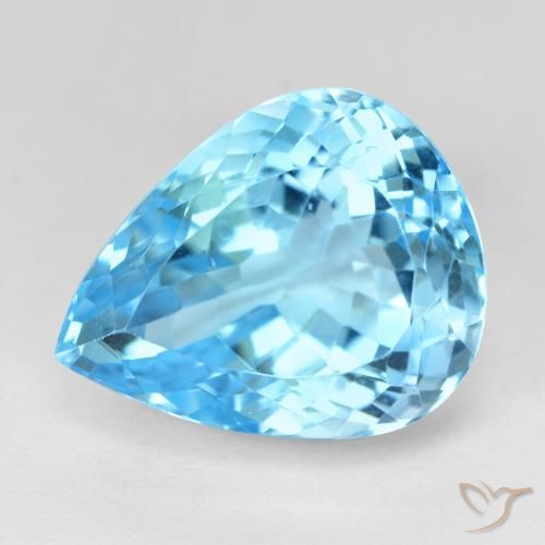 20.97ct Naturale Blu svizzero Topazio, Forma a pera, VVS