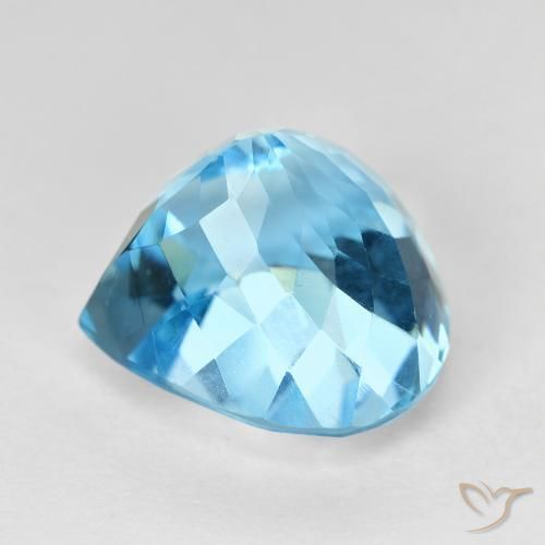 Topazio Blu svizzero naturale da 11.29 ct, Forma a pera, VVS-VS