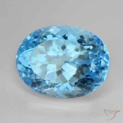 Topazio Blu svizzero naturale da 21.41 ct, Ovale, VVS-VS