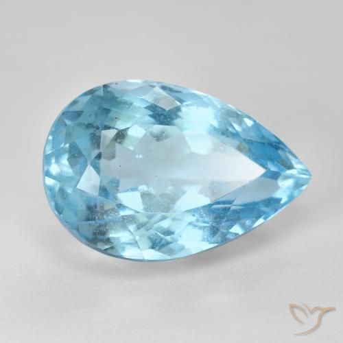 Topazio Celeste naturale da 16.76 ct, Forma a pera, VS-SI