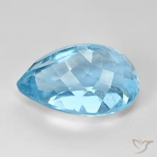 Topazio Celeste naturale da 16.76 ct, Forma a pera, VS-SI