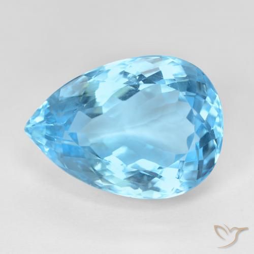 15.36ct Naturale Blu svizzero Topazio, Forma a pera, VS