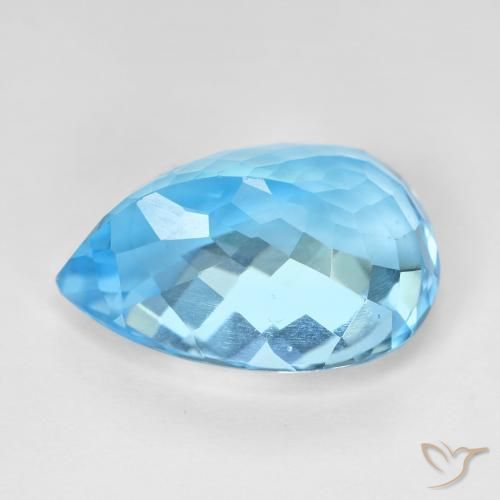 Topazio Blu svizzero naturale da 15.36 ct, Forma a pera, VS