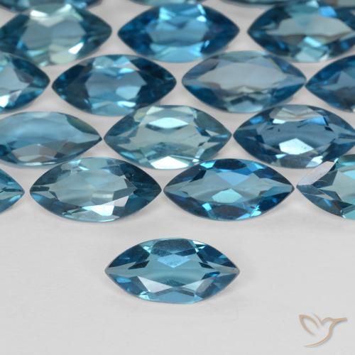 1.10ct Naturale Blu London Topazio, Taglio marquise, VS