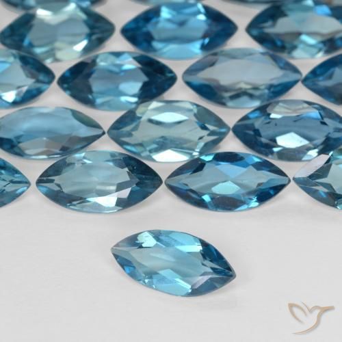 Topazio Blu London naturale da 1.10 ct, Taglio marquise, VS