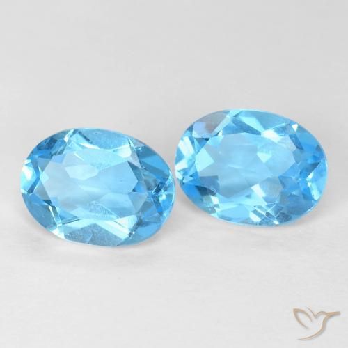 Gemme di Topazio Blu svizzero naturale da 3.00 ct, Ovale, VS