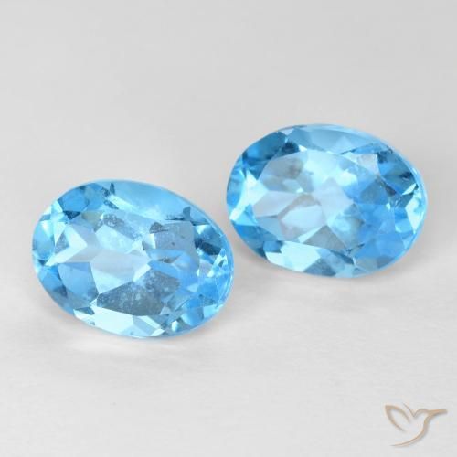 Gemme di Topazio Blu svizzero naturale da 3.48 ct, Ovale, VVS-VS