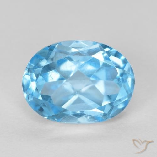 Topazio Blu svizzero naturale da 1.72 ct, Ovale, VVS-VS