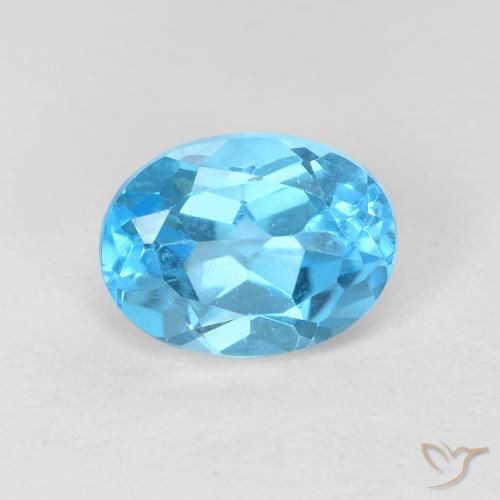 1.77ct Naturale Blu svizzero Topazio, Ovale, VVS-VS